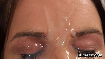 Peculiar doll gets cumshot on her face sucking all the cum